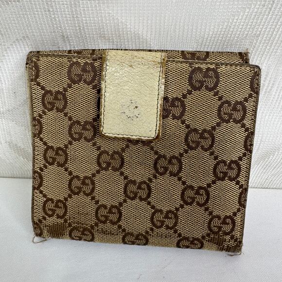 GUCCI Vintage Eclipse GG Canvas Compact Wallet with dust bag - Picture 4 of 16
